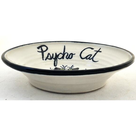 CAT BOWL-"Psycho Cat"-Hand Crafted-Pottery-Food or Water-6" Diameter - Picture 2 of 7